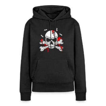 Crâne retro Sang Sang Sang Vintage - Sweat à capuche Premium bio Femme - noir - Devant - Julia (174cm)