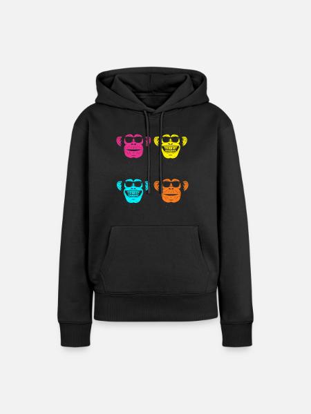 MONKEY RETRO SUNGLASSES - Frauen Premium Bio Hoodie - Schwarz