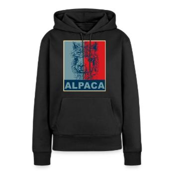 Alpaga alpaga - Sweat à capuche Premium bio Femme - noir - Devant - Julia (174cm)