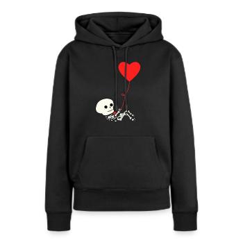 Ventre de bébé enceinte grossesse Halloween - Sweat à capuche Premium bio Femme - noir - Devant - Julia (174cm)