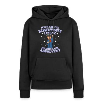 Licence Bachelor Diplômé Besserwisser - Sweat à capuche Premium bio Femme - noir - Devant - Julia (174cm)