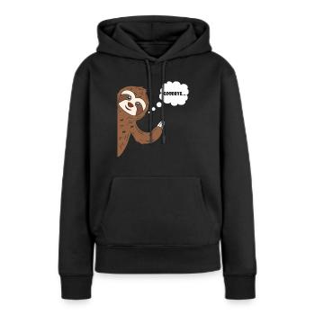 Goodbye Sloth Faultier Winken Tschau Tschüss - Frauen Premium Bio Hoodie - Schwarz - Vorne - Julia (174cm)