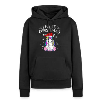 Anti-Noël Anti-Noël Licorne De Noël Anti - Sweat à capuche Premium bio Femme - noir - Devant - Julia (174cm)