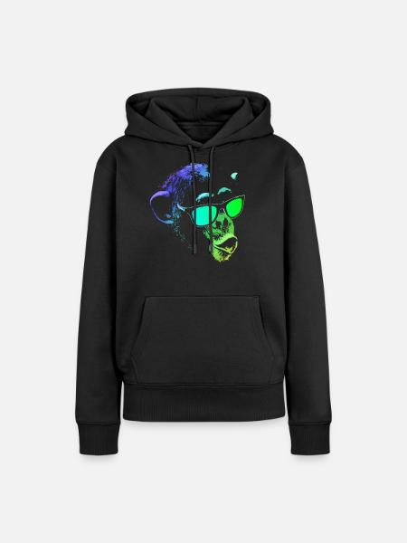 Kühler Affe - Frauen Premium Bio Hoodie - Schwarz
