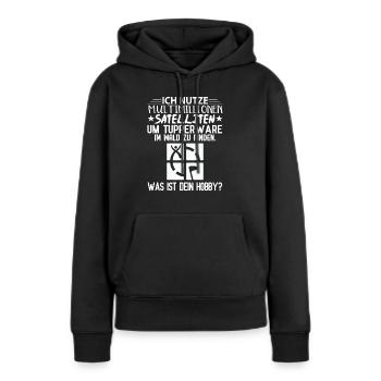 multimillionen satelliten hobby geocaching spruch - Frauen Premium Bio Hoodie - Schwarz - Vorne - Julia (174cm)