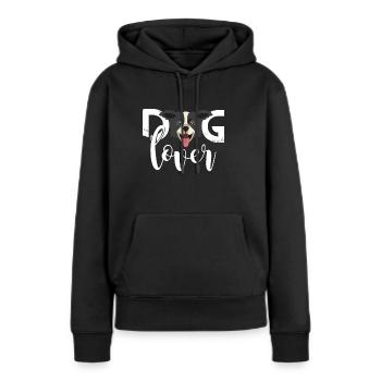 Chien amoureux de chien Amoureux de chiens - Sweat à capuche Premium bio Femme - noir - Devant - Julia (174cm)
