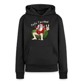 Santa Claus raucht marijuana und chilled zu xmas - Frauen Premium Bio Hoodie - Schwarz - Vorne - Julia (174cm)
