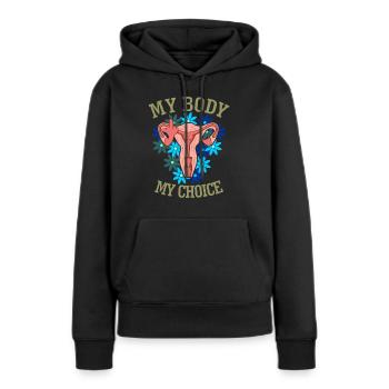 My Body My Choice - Sweat à capuche Premium bio Femme - noir - Devant - Julia (174cm)
