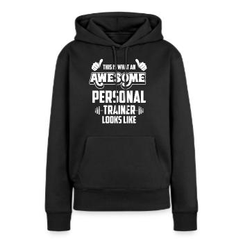 Instructeur de fitness - Sweat à capuche Premium bio Femme - noir - Devant - Julia (174cm)