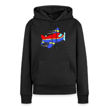 Aviateur d'avion - Sweat à capuche Premium bio Femme - noir - Devant - Julia (174cm)