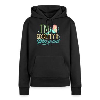Sirène - Sweat à capuche Premium bio Femme - noir - Devant - Julia (174cm)
