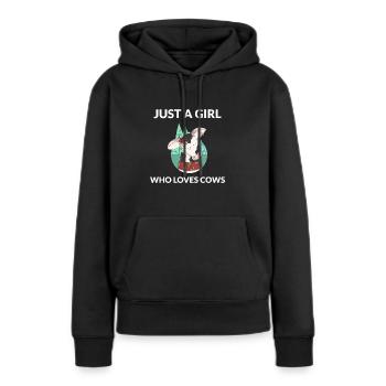 Just a Girl Who Loves Cows - Lustiges Kuh Shirt - Frauen Premium Bio Hoodie - Schwarz - Vorne - Julia (174cm)