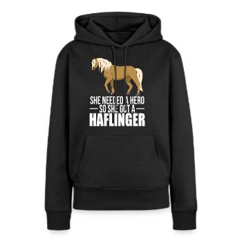 Poulain Haflinger Kohlfuchs T-shirt Haflinger - Sweat à capuche Premium bio Femme - noir - Devant - Julia (174cm)