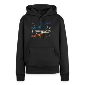 Posaune Trombone Volksmusik Geschenk - Frauen Premium Bio Hoodie - Schwarz - Vorne - Julia (174cm)