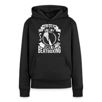 Beatbox - Sweat à capuche Premium bio Femme - noir - Devant - Julia (174cm)