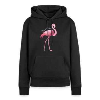 Flamingo - Frauen Premium Bio Hoodie - Schwarz - Vorne - Julia (174cm)