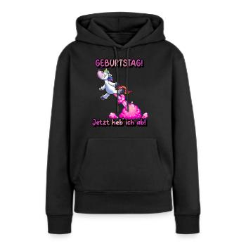 Geburtstagseinhorn pupst ins neue Lebensjahr - Frauen Premium Bio Hoodie - Schwarz - Vorne - Julia (174cm)
