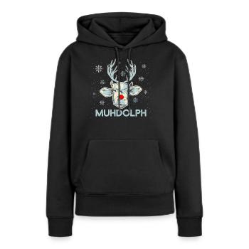 Lustiges Ugly Christmas Muhdolph Kühe Bauer - Frauen Premium Bio Hoodie - Schwarz - Vorne - Julia (174cm)