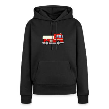 Camion de pompier - Sweat à capuche Premium bio Femme - noir - Devant - Julia (174cm)