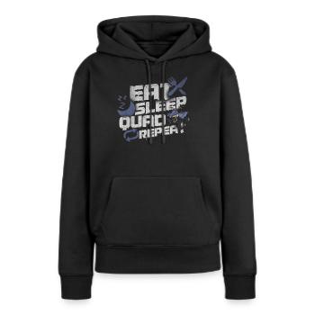 Quad - Frauen Premium Bio Hoodie - Schwarz - Vorne - Julia (174cm)