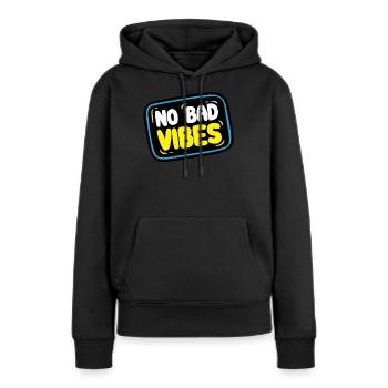 Pas de Schenke Vibes - Vibes Sticker - Sweat à capuche Premium bio Femme - noir - Devant - Julia (174cm)