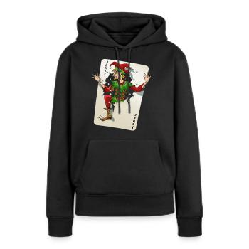 JOKER - Sweat à capuche Premium bio Femme - noir - Devant - Julia (174cm)