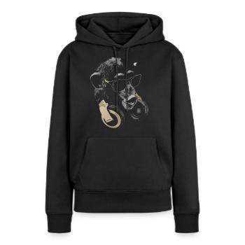 Singe DJ bling - Sweat à capuche Premium bio Femme - noir - Devant - Julia (174cm)