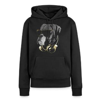DJ Boxer Dog Bling - Sweat à capuche Premium bio Femme - noir - Devant - Julia (174cm)