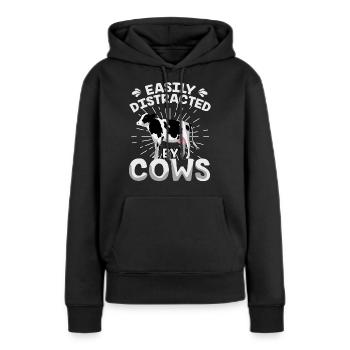 Kühe Kuh Rind Milchkuh Bauer Cow Kälbchen Euter - Frauen Premium Bio Hoodie - Schwarz - Vorne - Julia (174cm)