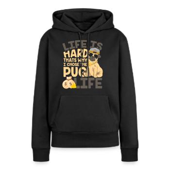 Mops Leben Pug Hund Möpse Mischling Dackel - Frauen Premium Bio Hoodie - Schwarz - Vorne - Julia (174cm)