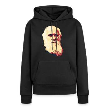 Charles Darwin - Sweat à capuche Premium bio Femme - noir - Devant - Julia (174cm)