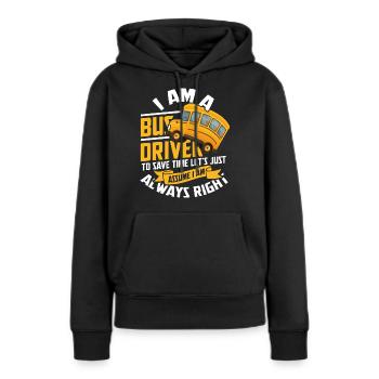 Bus - Frauen Premium Bio Hoodie - Schwarz - Vorne - Julia (174cm)