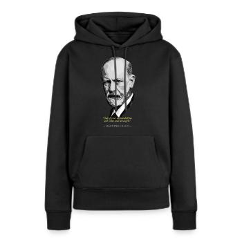 Sigmund Freud Citation - Sweat à capuche Premium bio Femme - noir - Devant - Julia (174cm)