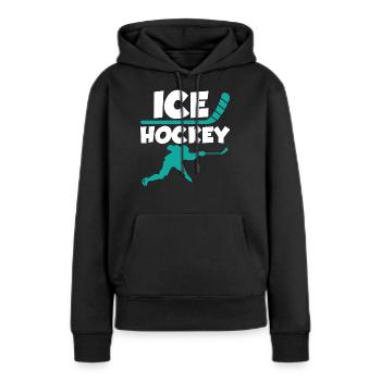 Hockey sur glace - Hockey sur glace Hockey sur glace - Sweat à capuche Premium bio Femme - noir - Devant - Julia (174cm)