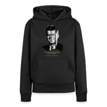 John F. Kennedy Citation - Sweat à capuche Premium bio Femme - noir - Devant - Julia (174cm)