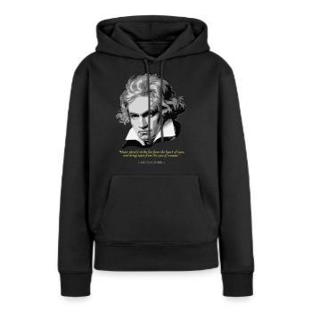 Beethoven Citation - Sweat à capuche Premium bio Femme - noir - Devant - Julia (174cm)