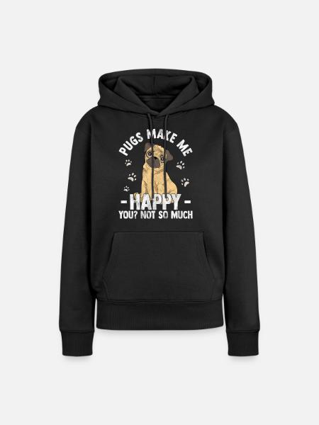 Mops - Frauen Premium Bio Hoodie - Schwarz
