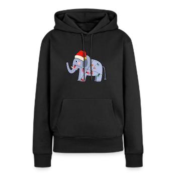 Noël laid d'éléphant - Sweat à capuche Premium bio Femme - noir - Devant - Julia (174cm)