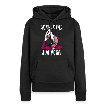 Je Peux Pas J'ai Yoga - Sweat à capuche Premium bio Femme - noir - Devant - Julia (174cm)