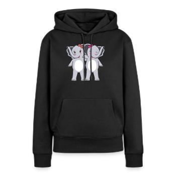 Éléphants éléphants - Sweat à capuche Premium bio Femme - noir - Devant - Julia (174cm)