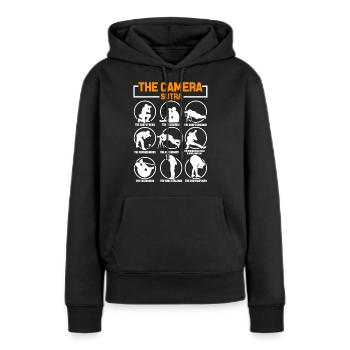 Fotograf Stellung Spiegelreflex - Frauen Premium Bio Hoodie - Schwarz - Vorne - Julia (174cm)