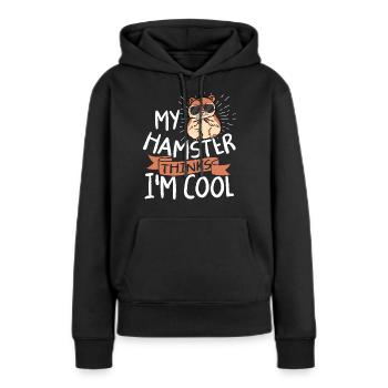 Hamster rongeur - Sweat à capuche Premium bio Femme - noir - Devant - Julia (174cm)