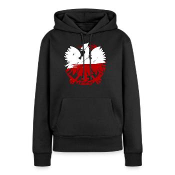 Pologne - Sweat à capuche Premium bio Femme - noir - Devant - Julia (174cm)