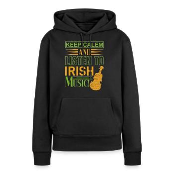 Keep Calm St. Patricks Day - Sweat à capuche Premium bio Femme - noir - Devant - Julia (174cm)