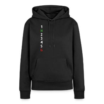 1n23456 Motorrad Gangschaltung Motorradfahrer - Frauen Premium Bio Hoodie - Schwarz - Vorne - Julia (174cm)