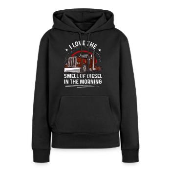 Trucker LKW Fahrer Fernfahrer Brummi Geschenk - Frauen Premium Bio Hoodie - Schwarz - Vorne - Julia (174cm)