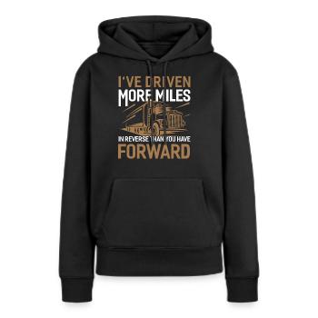 Trucker LKW Fahrer Fernfahrer Brummi Geschenk - Frauen Premium Bio Hoodie - Schwarz - Vorne - Julia (174cm)
