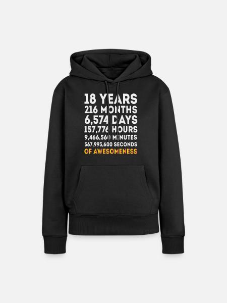 18. Geburtstagsgeschenk, 18 Jahre alt Geburtstag junge Mädchen - Dame Premium hoodie, økologisk bomuld - sort