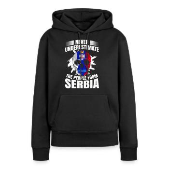 Serbien - Frauen Premium Bio Hoodie - Schwarz - Vorne - Julia (174cm)