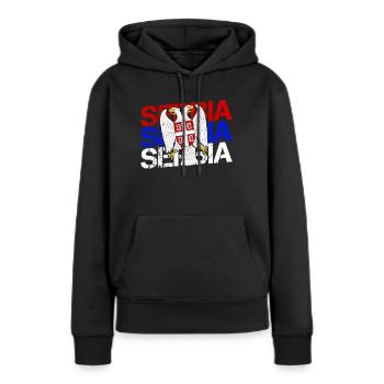 Serbien Flagge Balkan Jugoslawien Srbija Geschenk - Frauen Premium Bio Hoodie - Schwarz - Vorne - Julia (174cm)